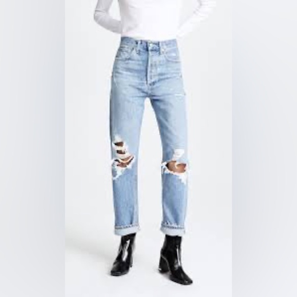 AGOLDE Women’s 90s Mid Rise Straight Fit Jeans size 27 Distressed
